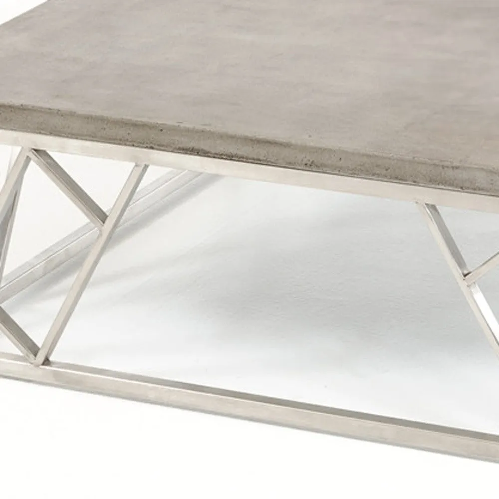 13" Concrete And Steel Coffee Table