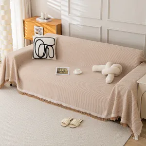 180x340cm Light Brown Premium Polyester Sofa Throw Blanket | Multi-Seasonal Use | Sofa Protector