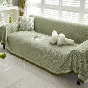180x420cm Green Premium Polyester Sofa Throw Blanket | Multi-Seasonal Use | Sofa Protector