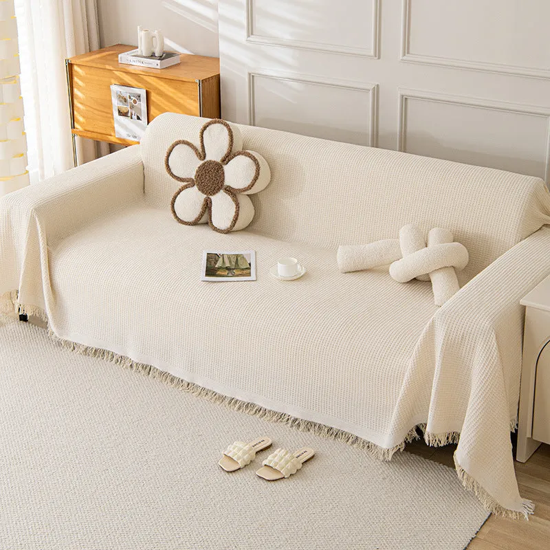 180x420cm Off White Premium Polyester Sofa Throw Blanket | Multi-Seasonal Use | Sofa Protector