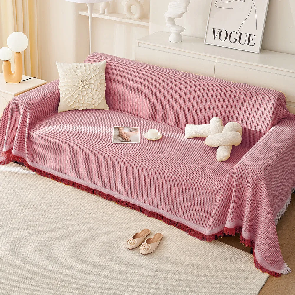 180x420cm Pink Premium Polyester Sofa Throw Blanket | Multi-Seasonal Use | Sofa Protector