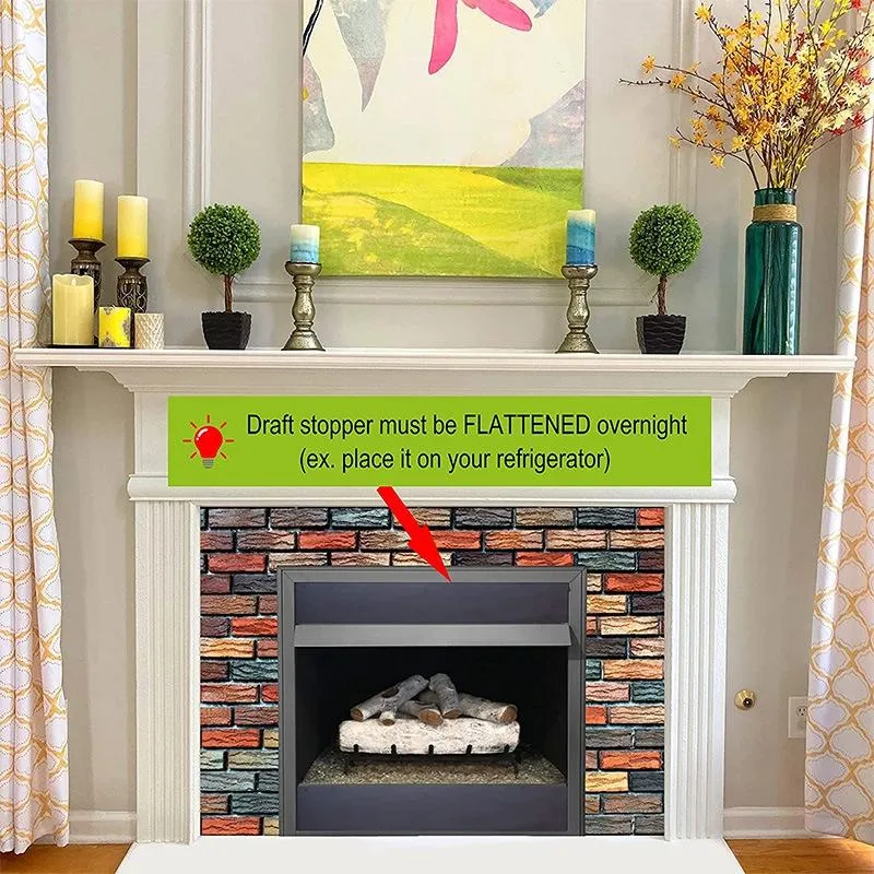 2-pack Magnetic Fireplace Draft Stopper - 91.44 x 10.16cm - Block Cold Air
