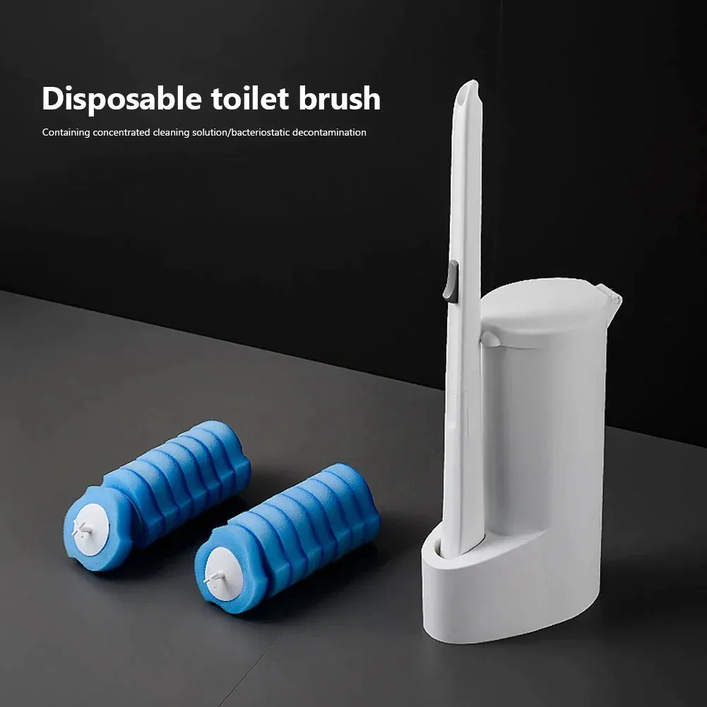 24 Piece Disposable Wall Mounted Toilet Brush with Long Handle and 8/16/ Heads