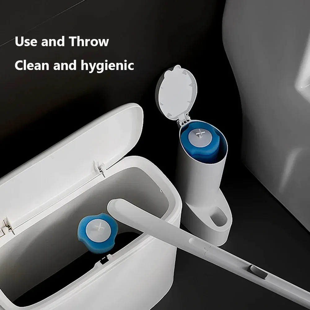 24 Piece Disposable Wall Mounted Toilet Brush with Long Handle and 8/16/ Heads