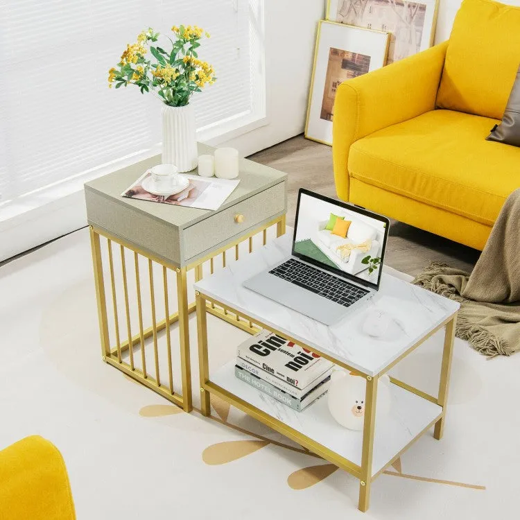 2Pc Modern Nesting Coffee Table Set