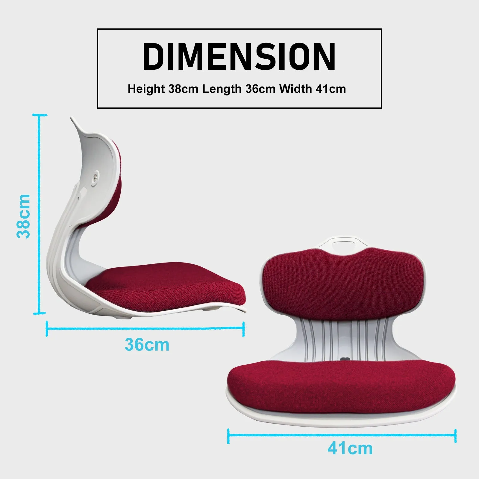 4 Set Red Slender Chairs for Posture Correction, Floor Lounge, Stackable