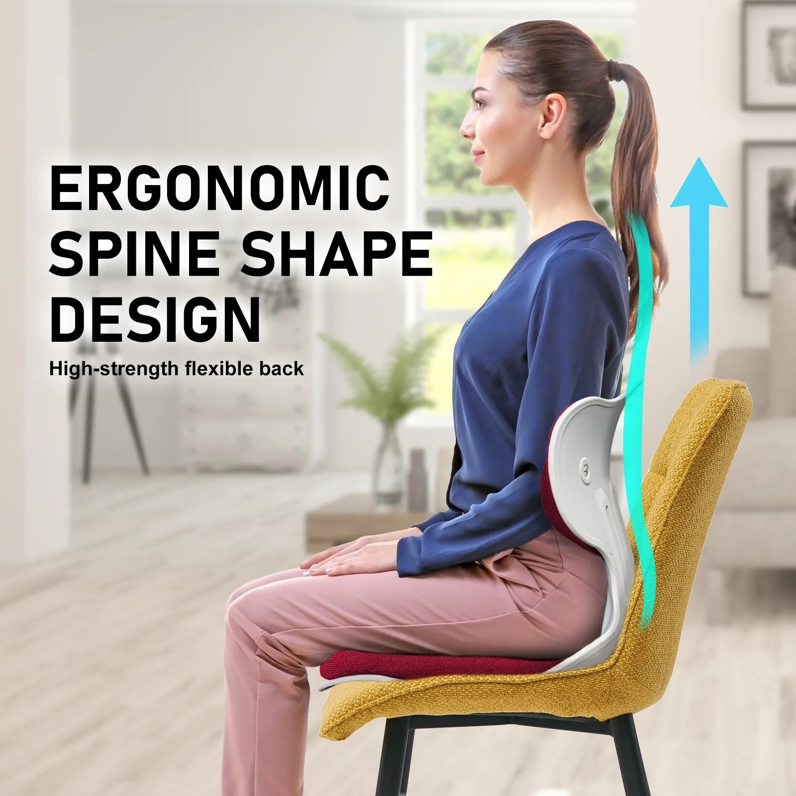 4 Set Red Slender Chairs for Posture Correction, Floor Lounge, Stackable