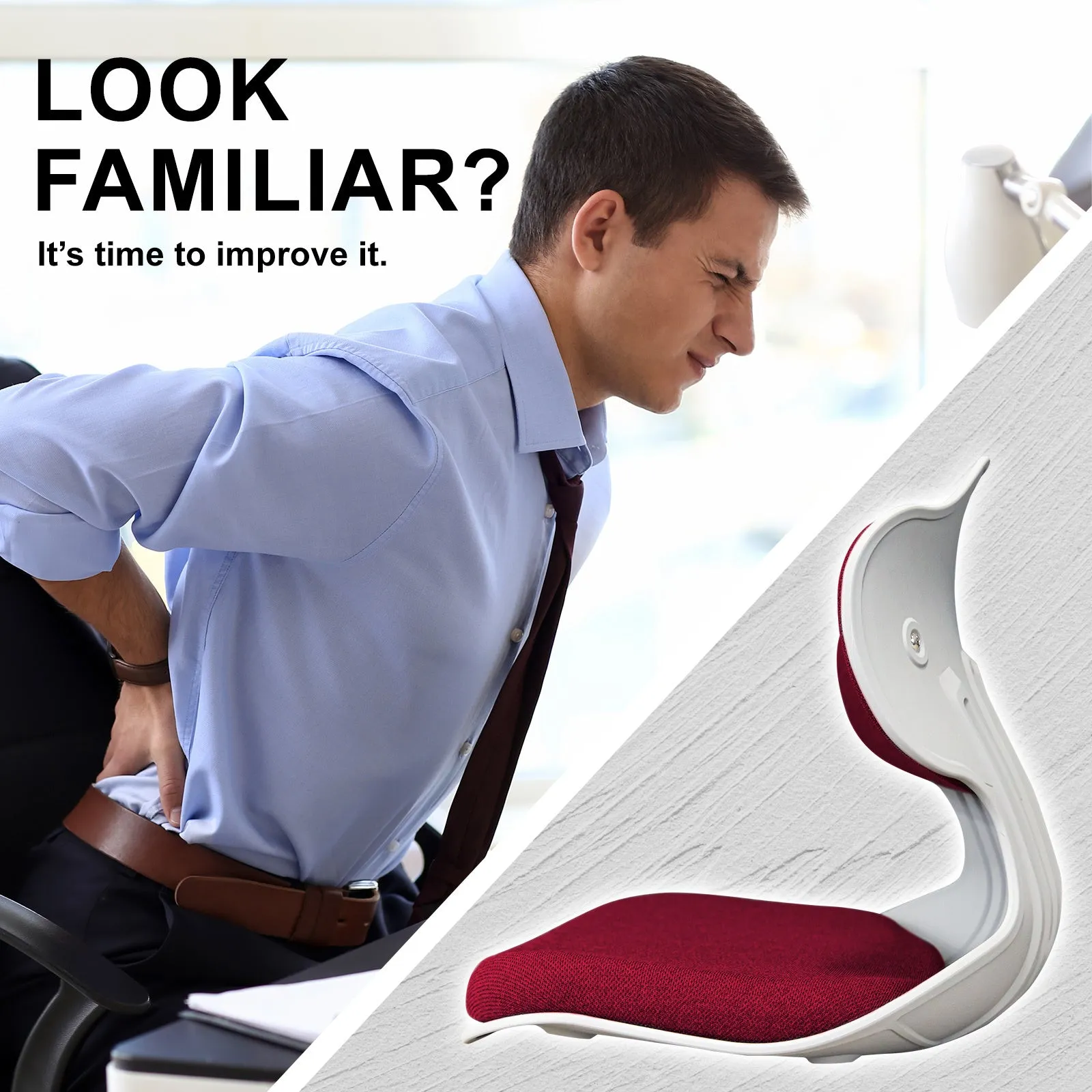 4 Set Red Slender Chairs for Posture Correction, Floor Lounge, Stackable