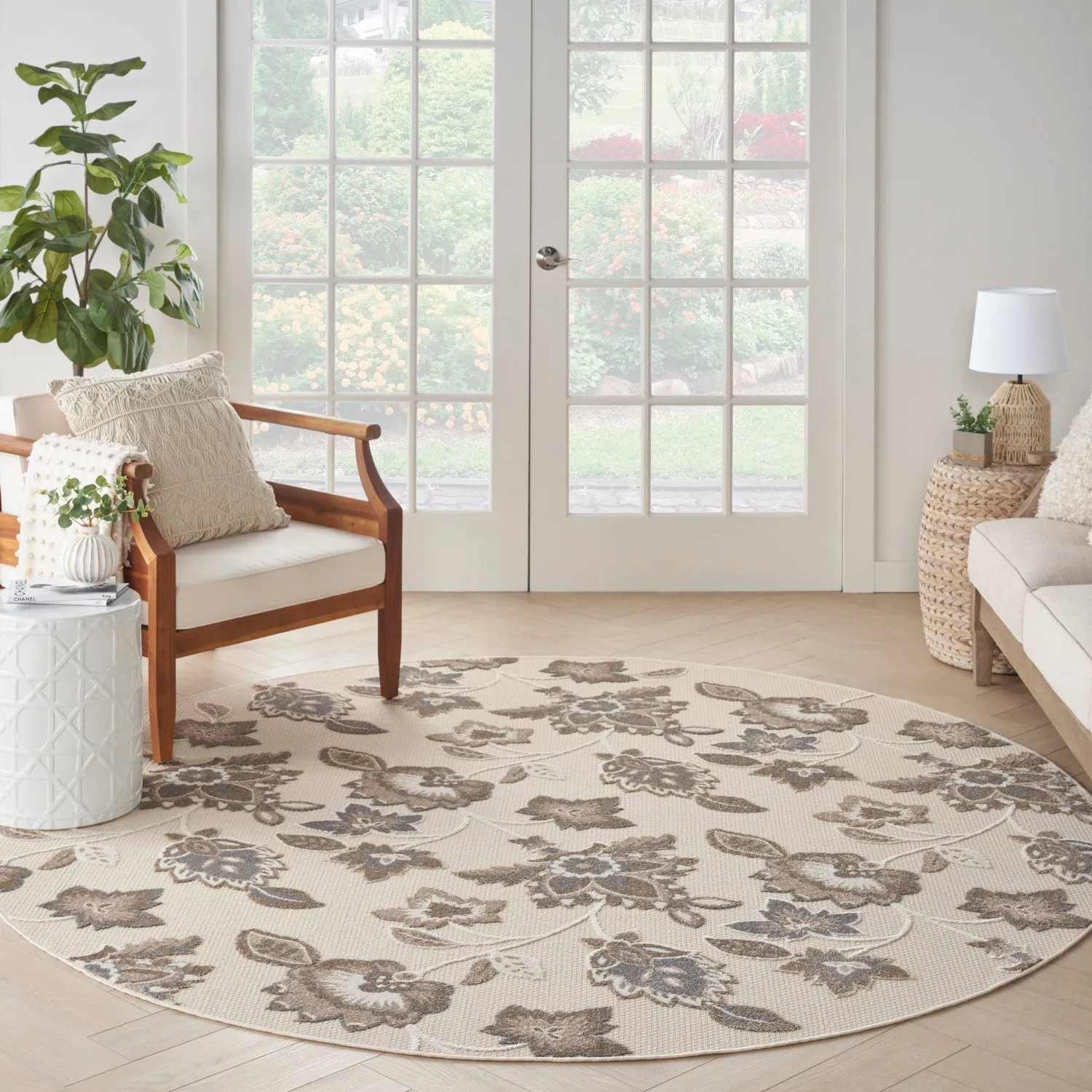 Aloha Beige Farmhouse Indoor/Outdoor Rug