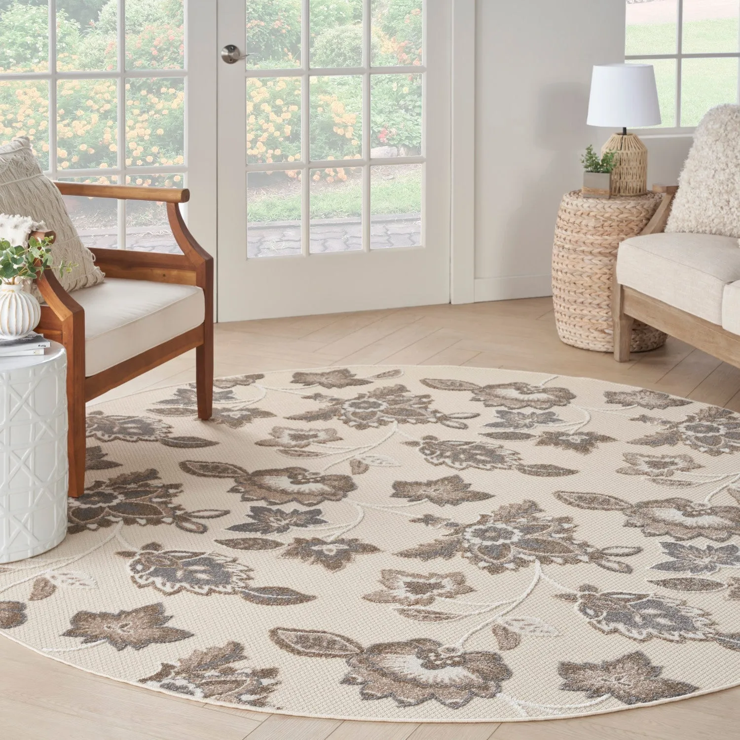 Aloha Beige Farmhouse Indoor/Outdoor Rug