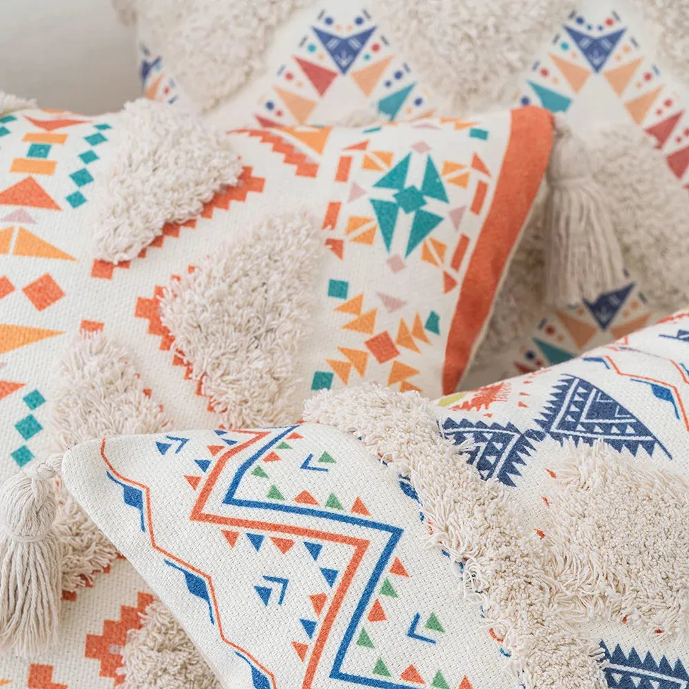 Boho Geometric Tufted Cushion Cover – Decorative Pillow for Home and Sofa