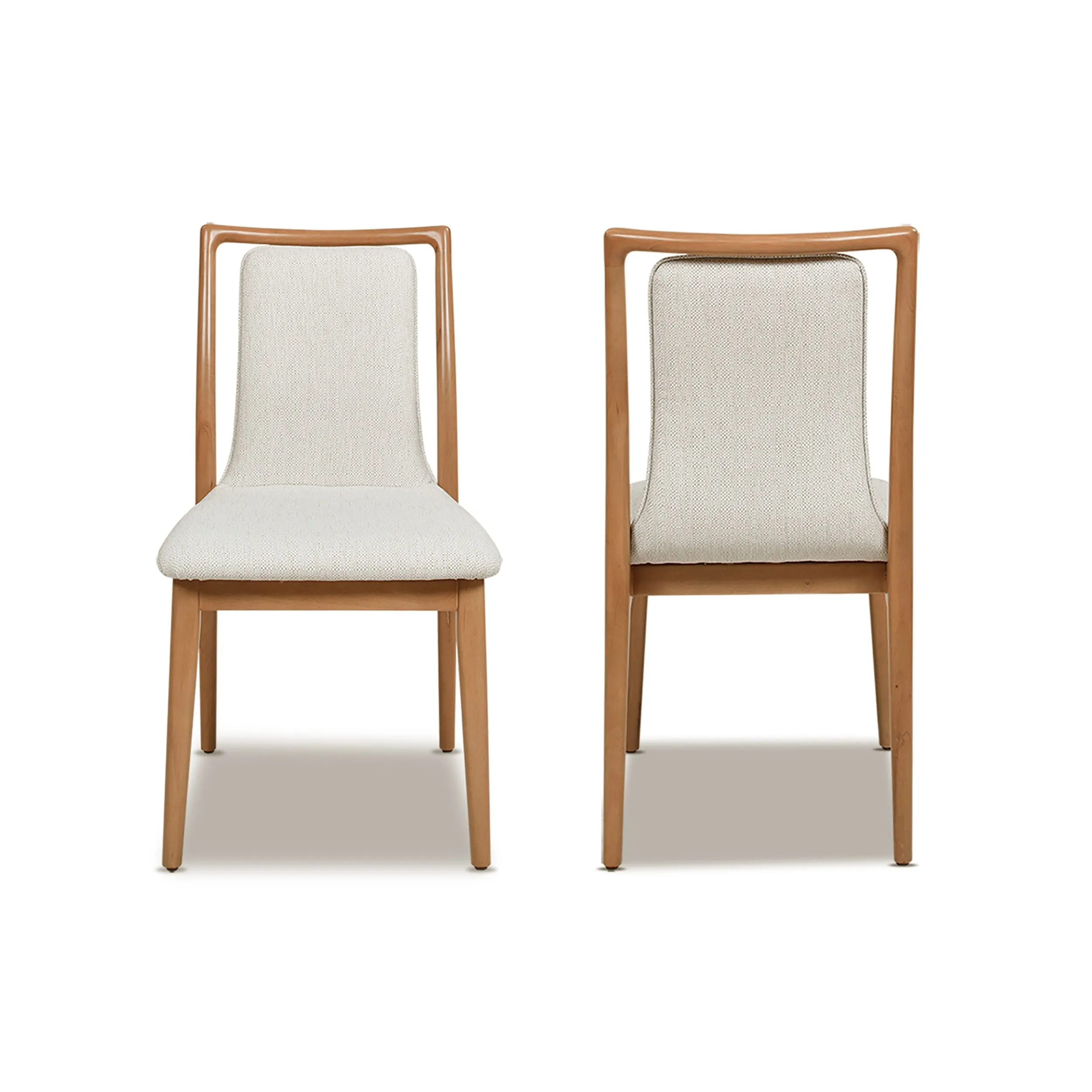 Couch.com Scandi Upholstered Dining Chair, Stain Resistant High (Set of 2) Natural Light Brown / White Pepper, Set of 2, Durable Design, Fabric Construction, White Finish by Couch.com