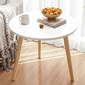 Elegant Foldable Round Side Table | Versatile Tea & Coffee Table | Engineered Wood | Modern White Finish