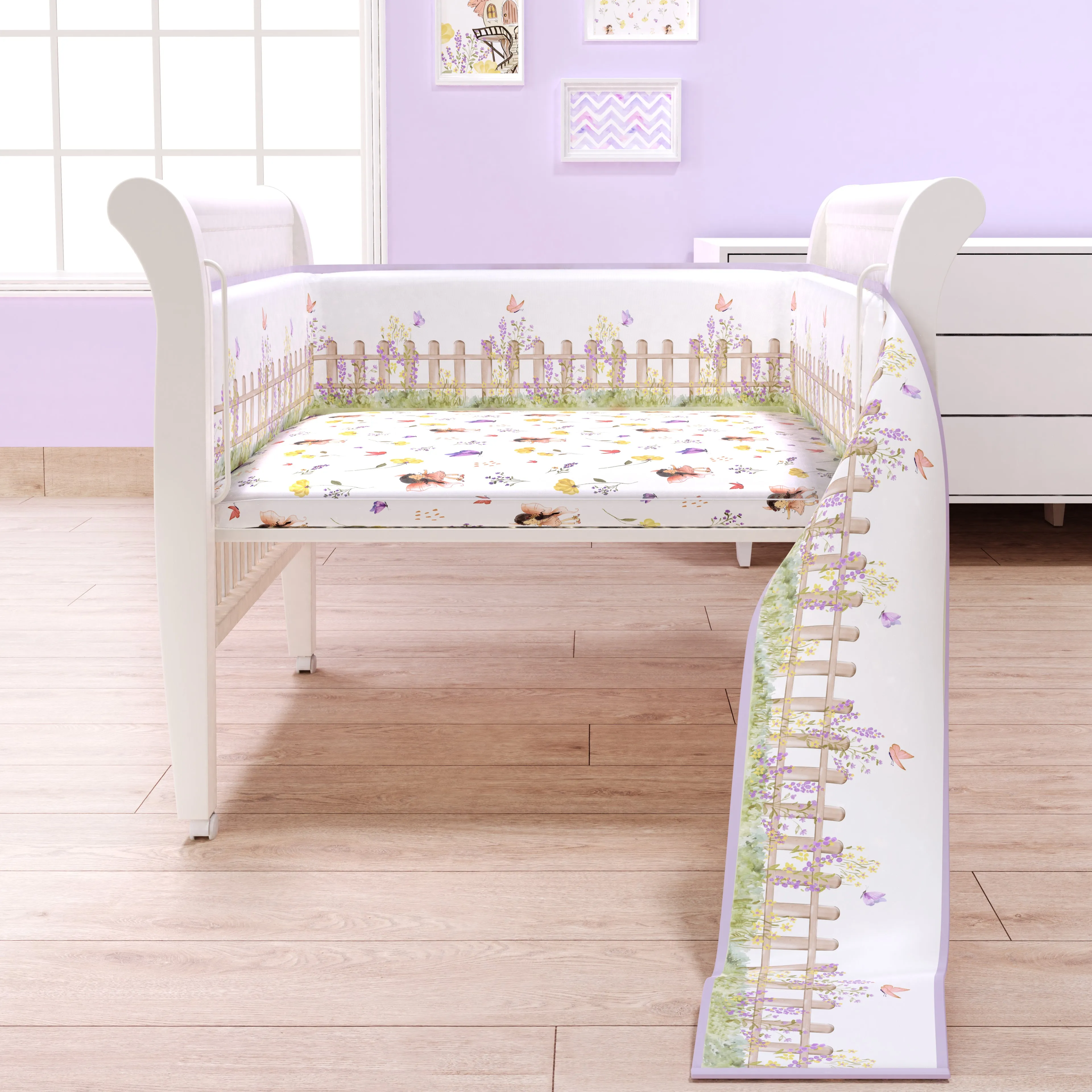 Fancy Fluff 7 Pc Organic Baby Cot Bedding Set-  Pixie Dust
