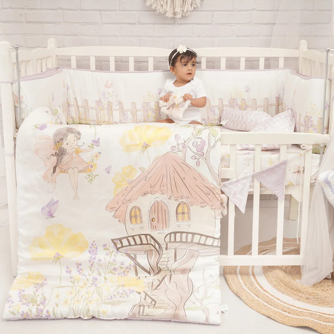 Fancy Fluff 7 Pc Organic Baby Cot Bedding Set-  Pixie Dust