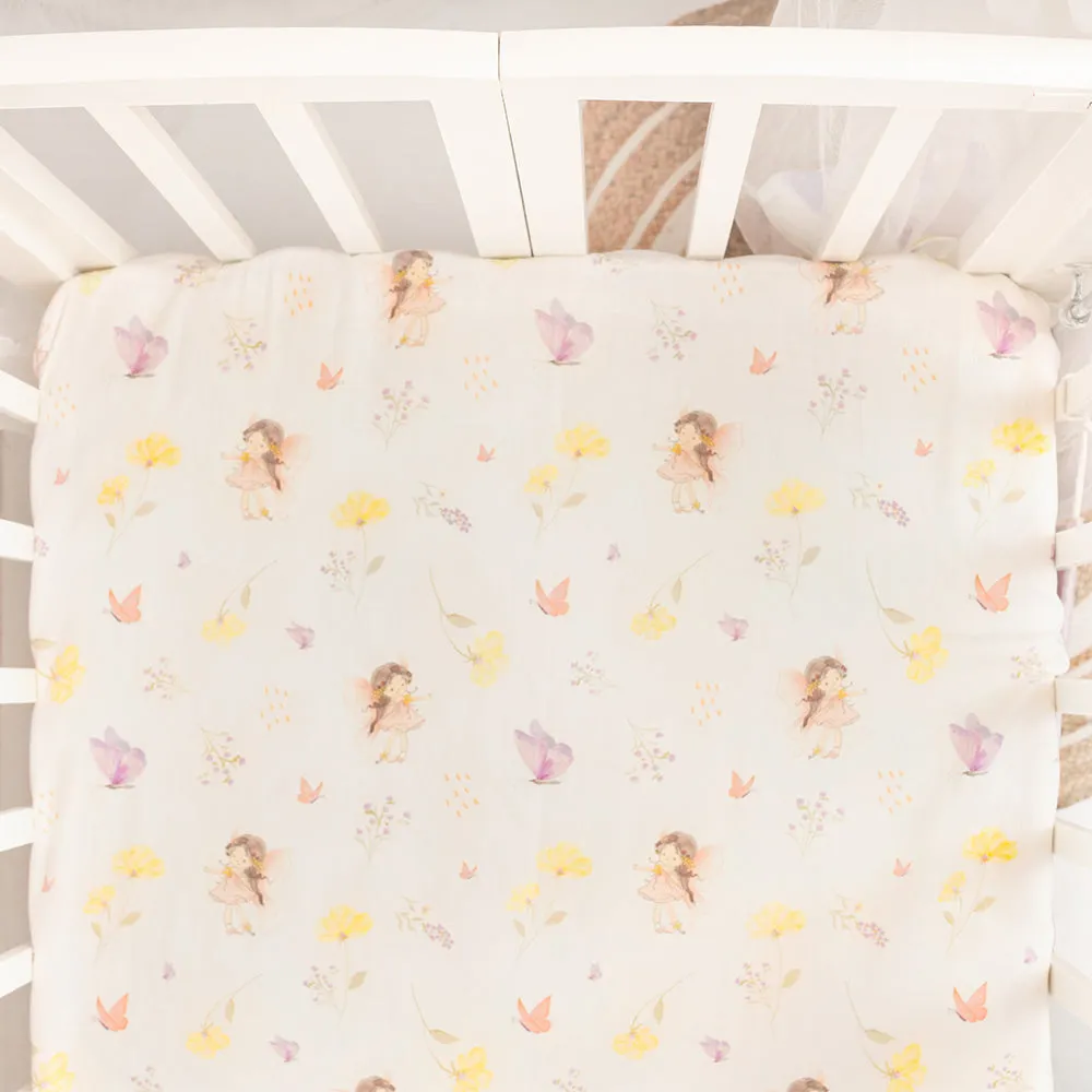 Fancy Fluff 7 Pc Organic Baby Cot Bedding Set-  Pixie Dust