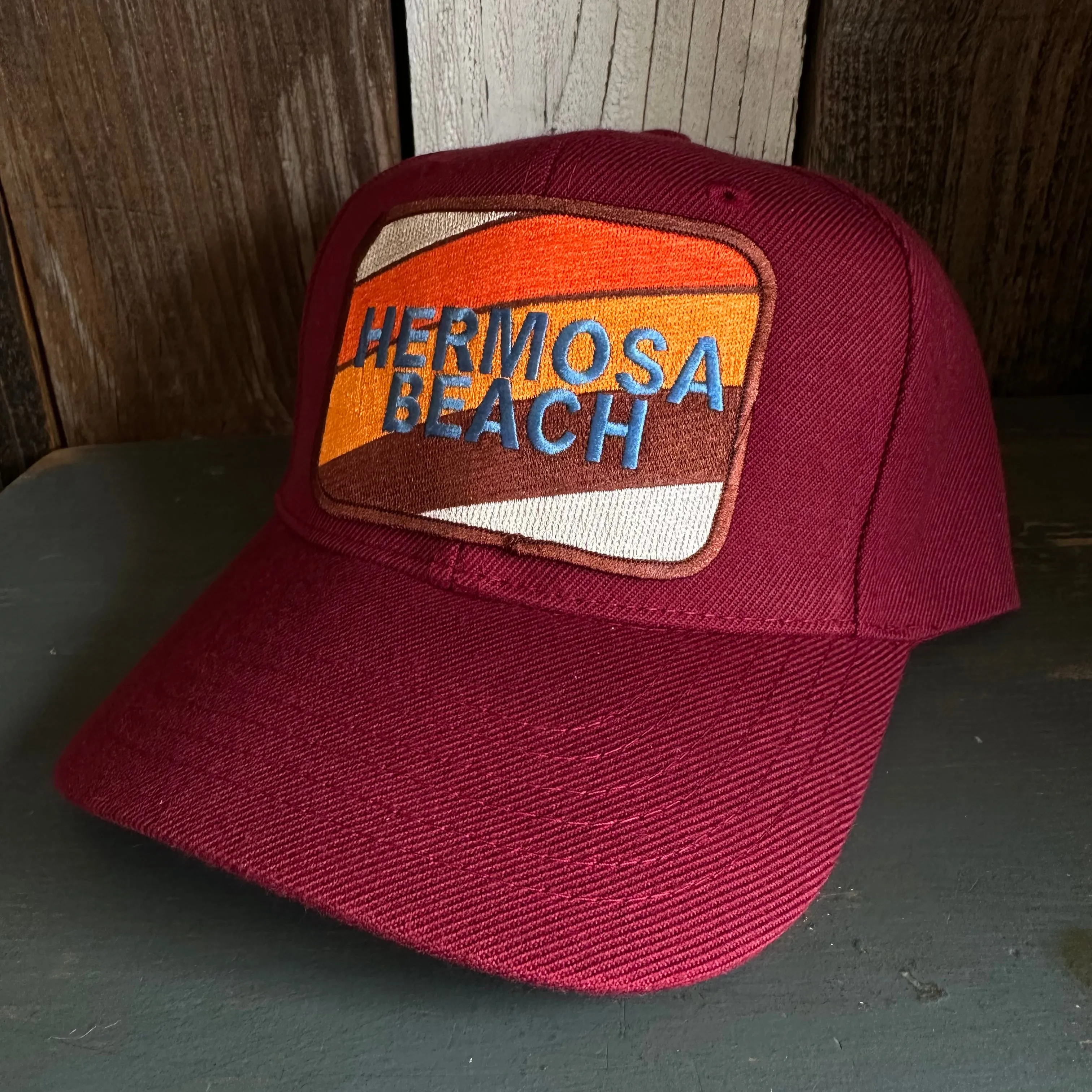 Hermosa Beach GOLF CARTS & YOGA PANTS 6 Panel Mid Profile Baseball Cap - Maroon