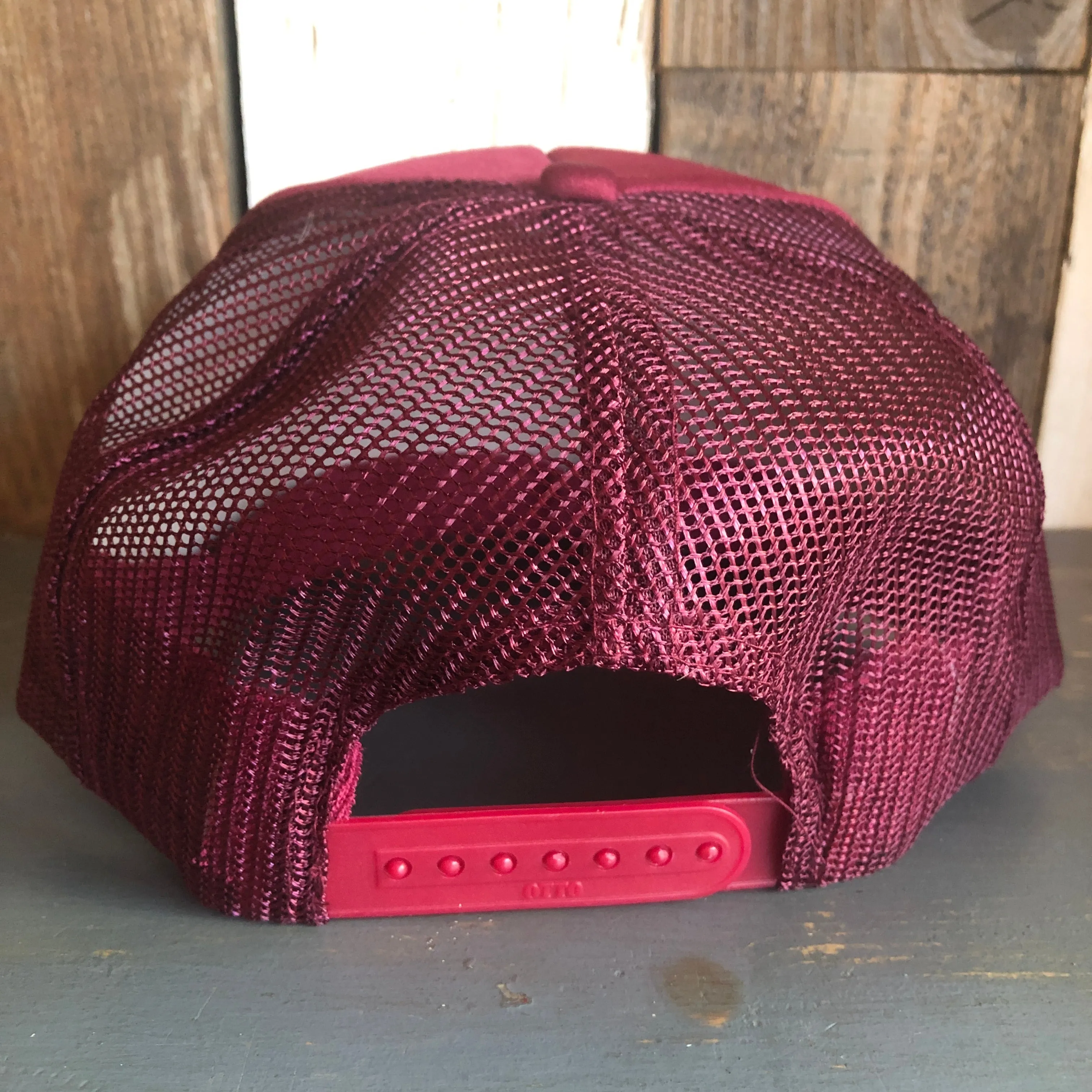Hermosa Beach GOLF CARTS & YOGA PANTS High Crown Trucker Hat - Burgundy Maroon