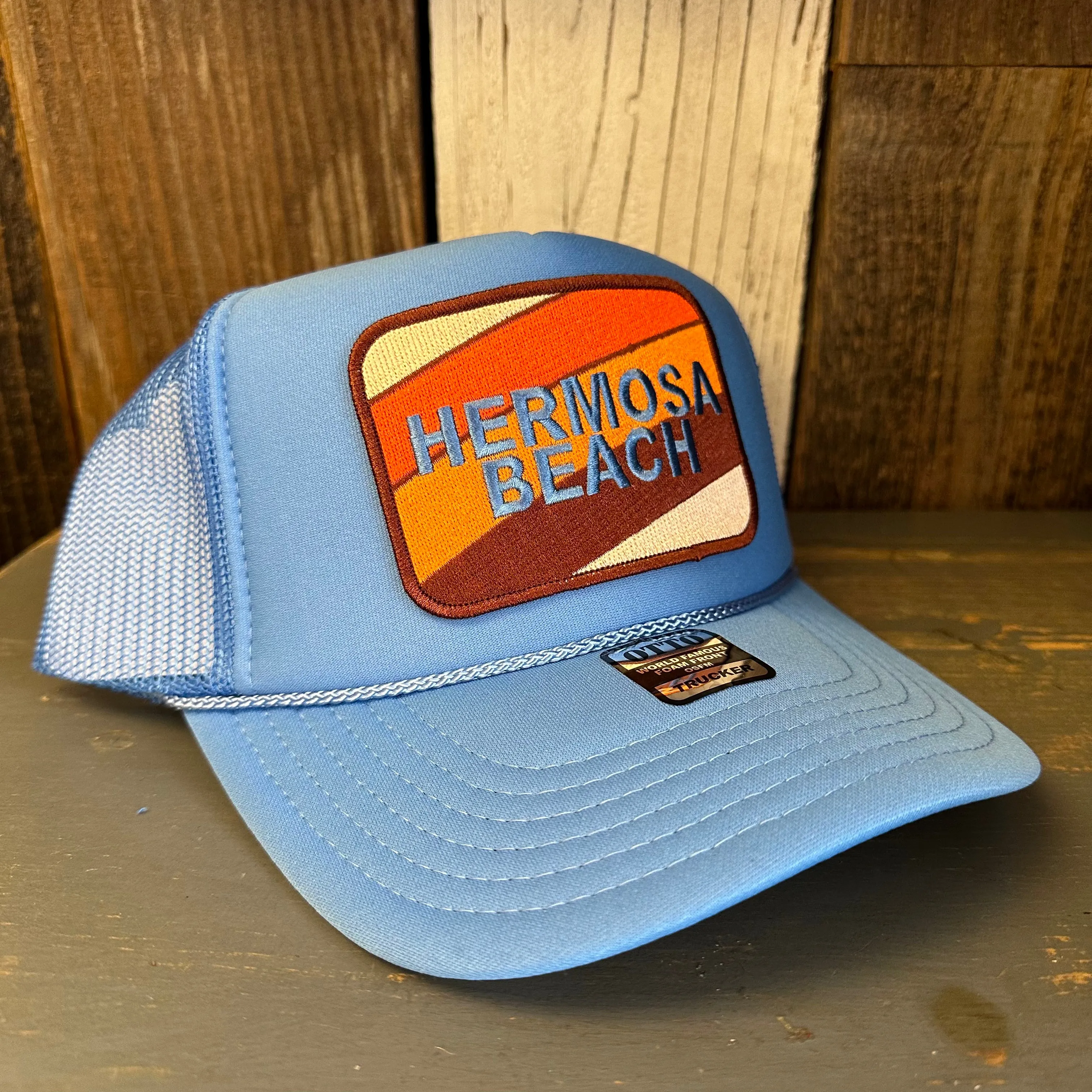 Hermosa Beach GOLF CARTS & YOGA PANTS High Crown Trucker Hat - Col. Blue
