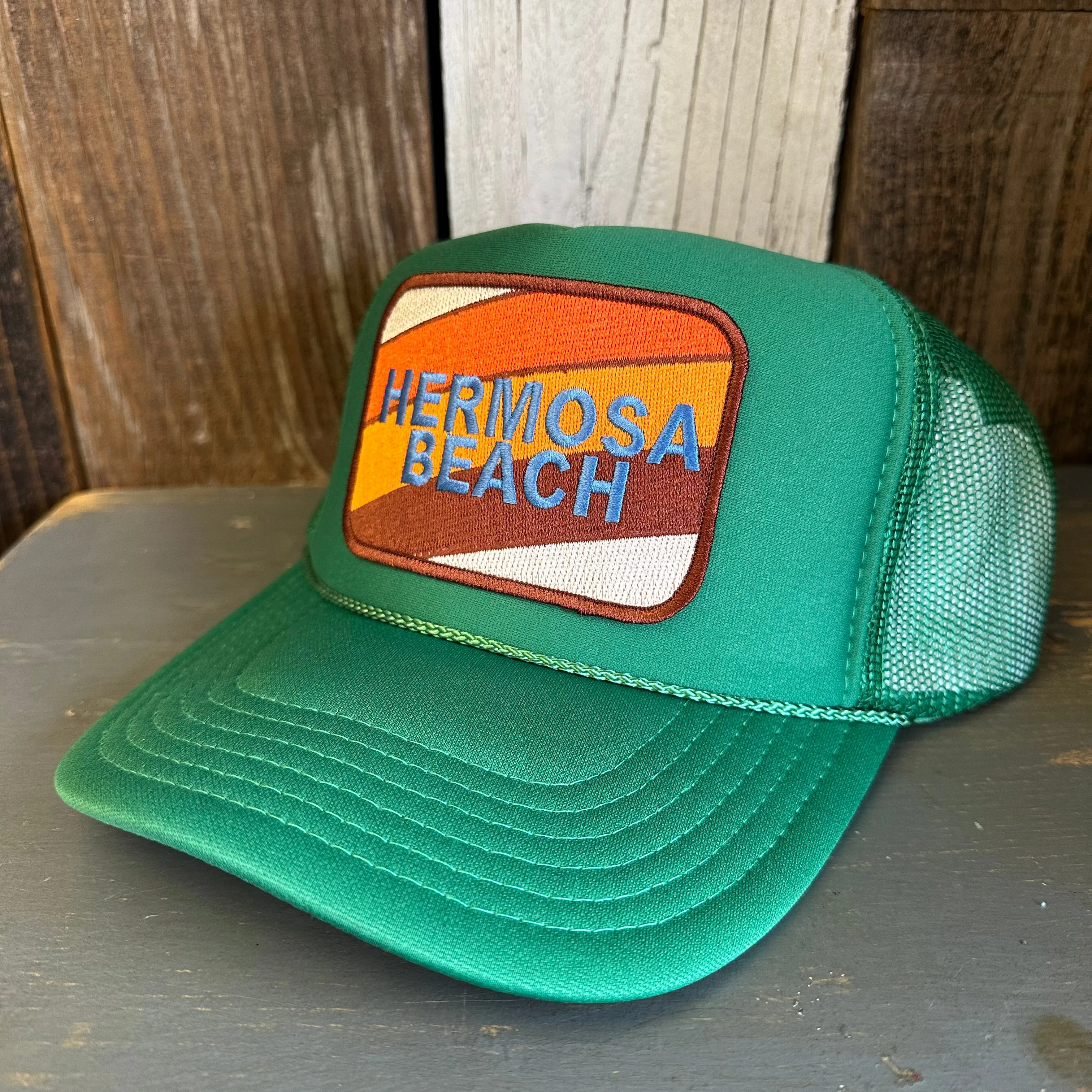 Hermosa Beach GOLF CARTS & YOGA PANTS High Crown Trucker Hat - Kelly Green