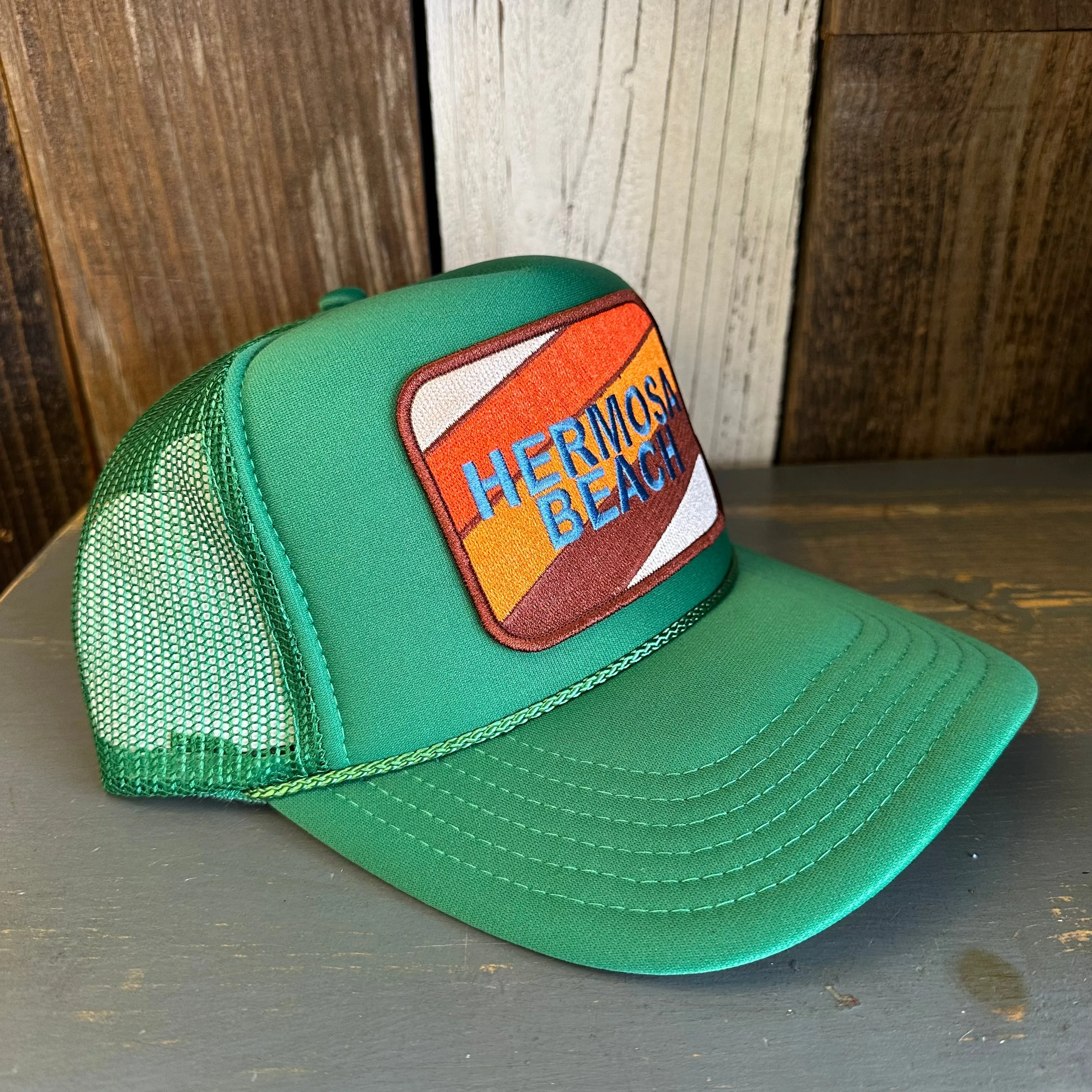 Hermosa Beach GOLF CARTS & YOGA PANTS High Crown Trucker Hat - Kelly Green