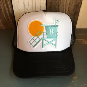 Hermosa Beach GOLF CARTS & YOGA PANTS Trucker Hat - Black/White/Black