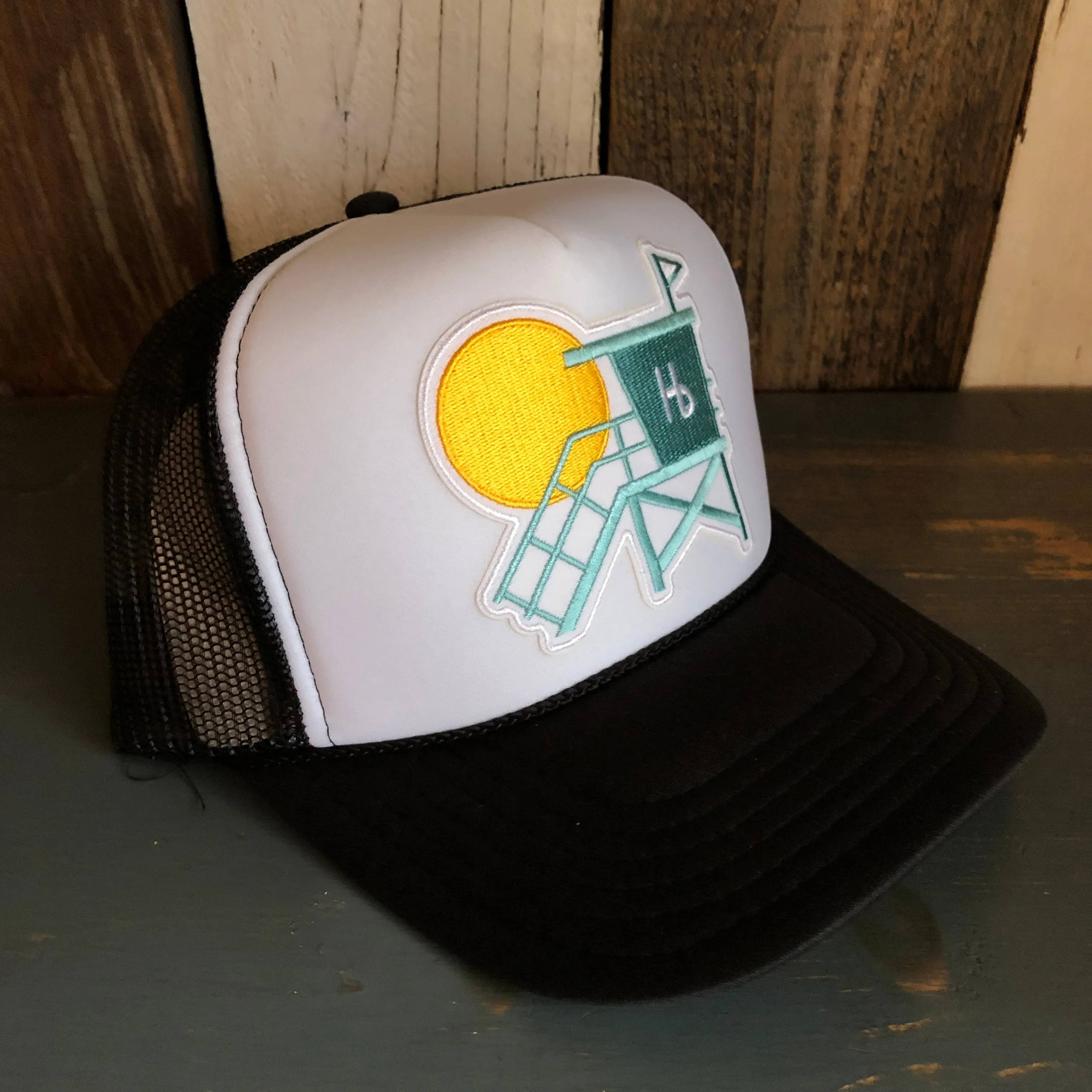 Hermosa Beach GOLF CARTS & YOGA PANTS Trucker Hat - Black/White/Black