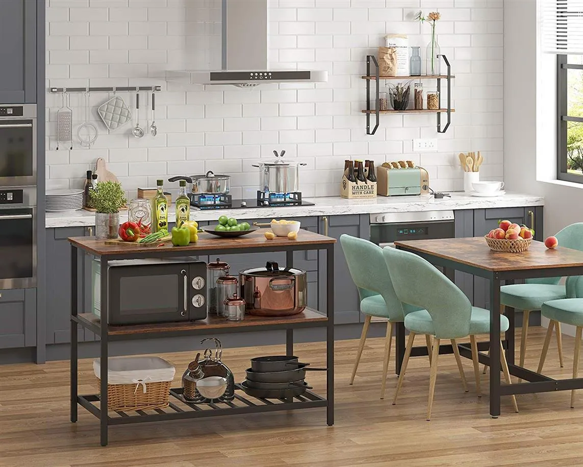 Kitchen Island with 3 Shelves