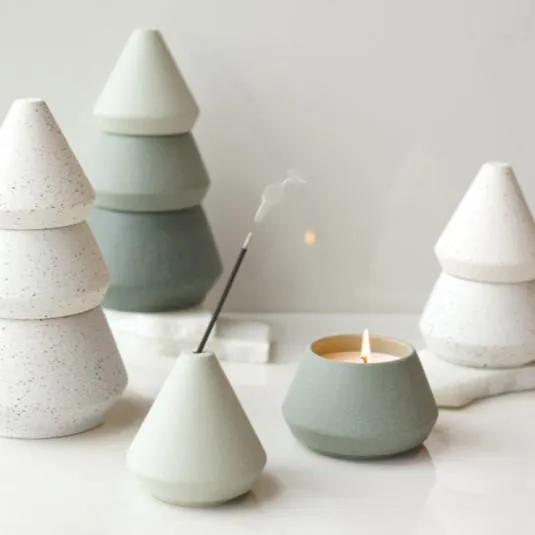 Large Green Ombre Tree Stack Candle (Cypress   Fir)