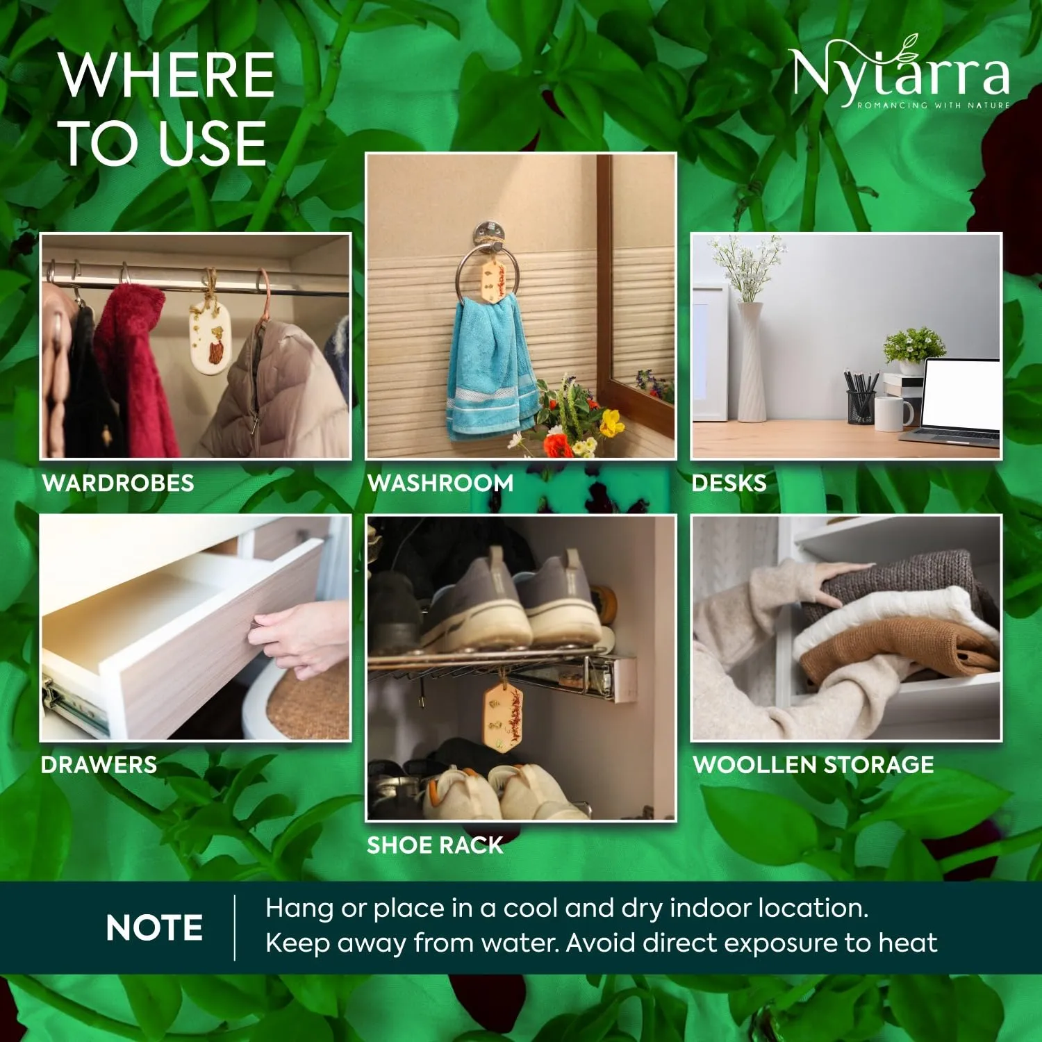 Nytarra Wax Wardrobe Air Freshener Bar, Aromatherapy Fragrance Handmade Wax Tablets, Scented Sachet for Closets, Drawers, Small & Closed Spaces - Floral Sage (Pack of 3)