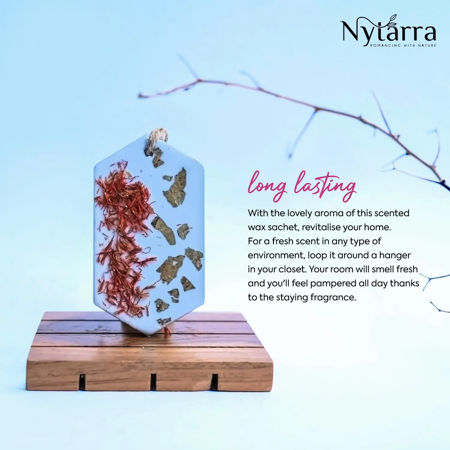 Nytarra Wax Wardrobe Air Freshener Bar, Aromatherapy Fragrance Handmade Wax Tablets, Scented Sachet for Closets, Drawers, Small & Closed Spaces - Floral Sage (Pack of 3)