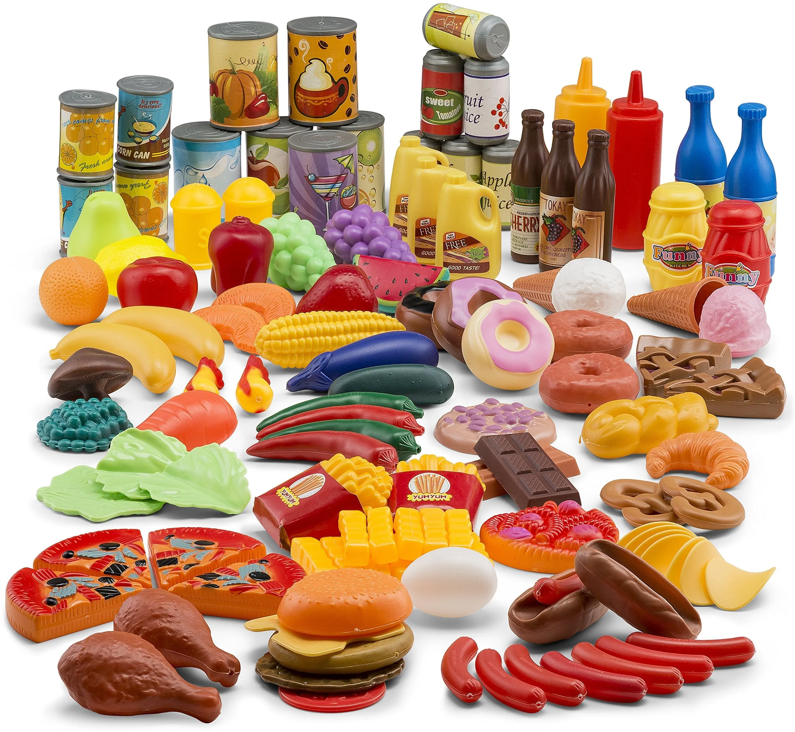 Pretend Play Food Sets For Kids Kitchen Ages 3  (122pcs) - Toy Food For Kids