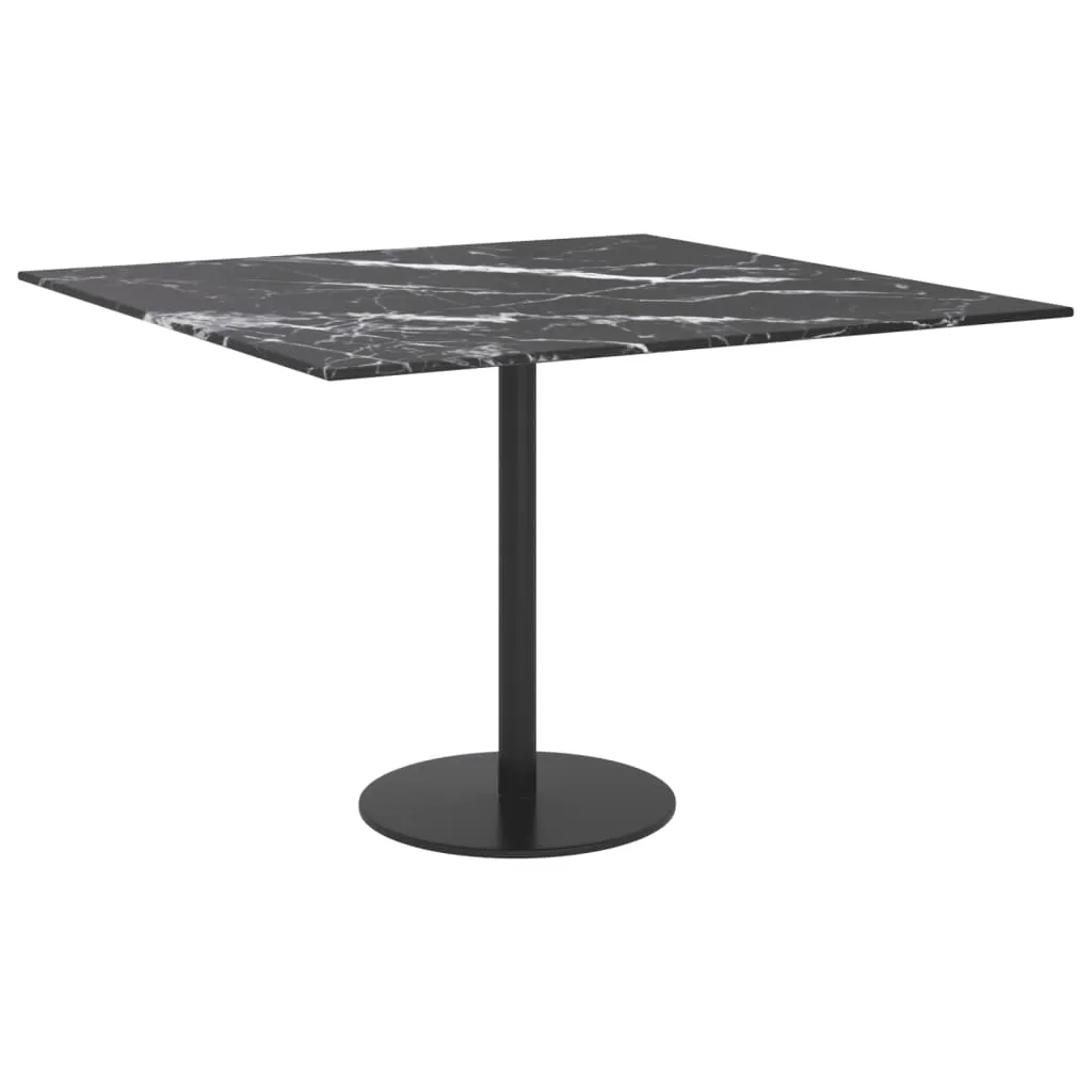 60x60 cm Black Marble Design Tempered Glass Table Top - 6 mm