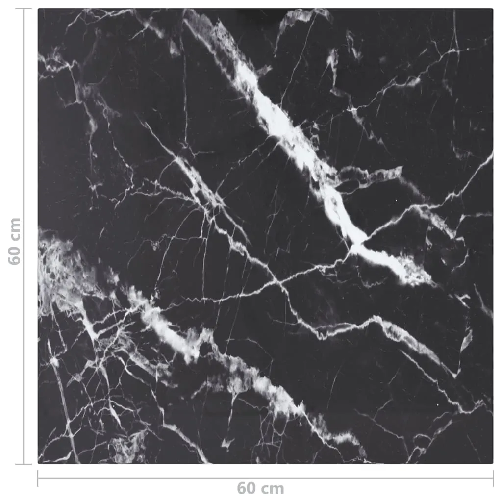 60x60 cm Black Marble Design Tempered Glass Table Top - 6 mm